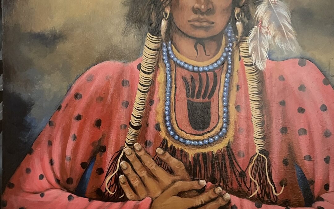 12-Mary Hudgins original, Native American acrylic painting 48″ x 48″ – signed