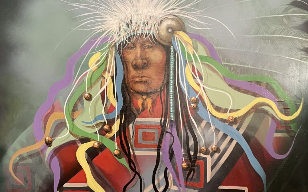 15-Mary Hudgins original, Native American acrylic painting 48″ x 48″ – signed