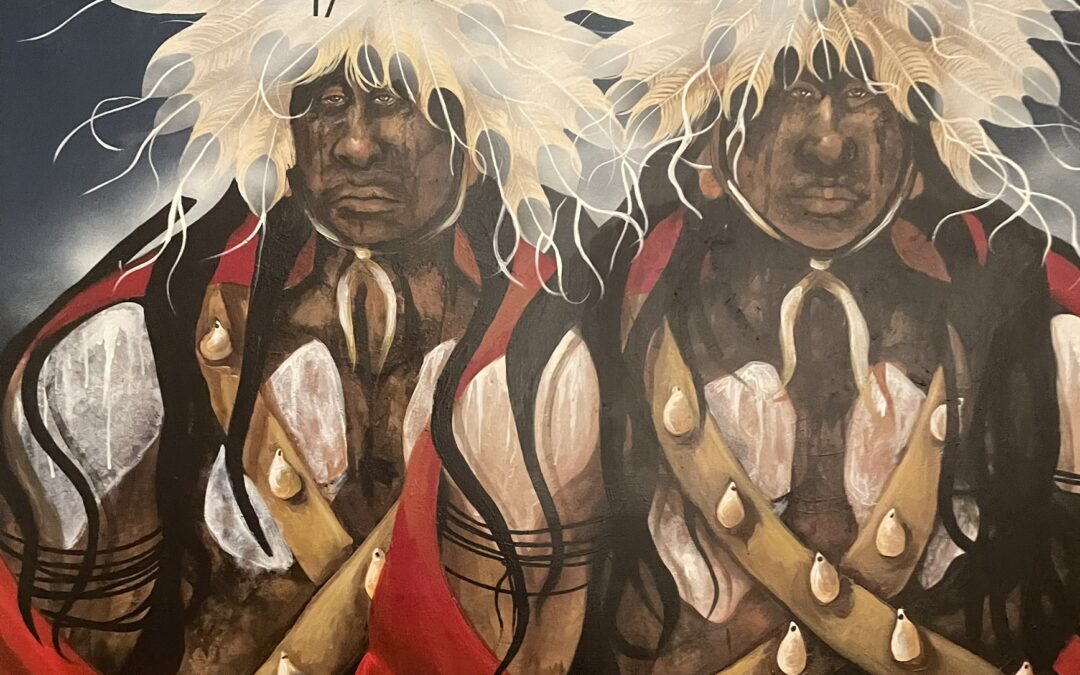 17-Mary Hudgins original, Native American acrylic painting 48″ x 48″ – signed