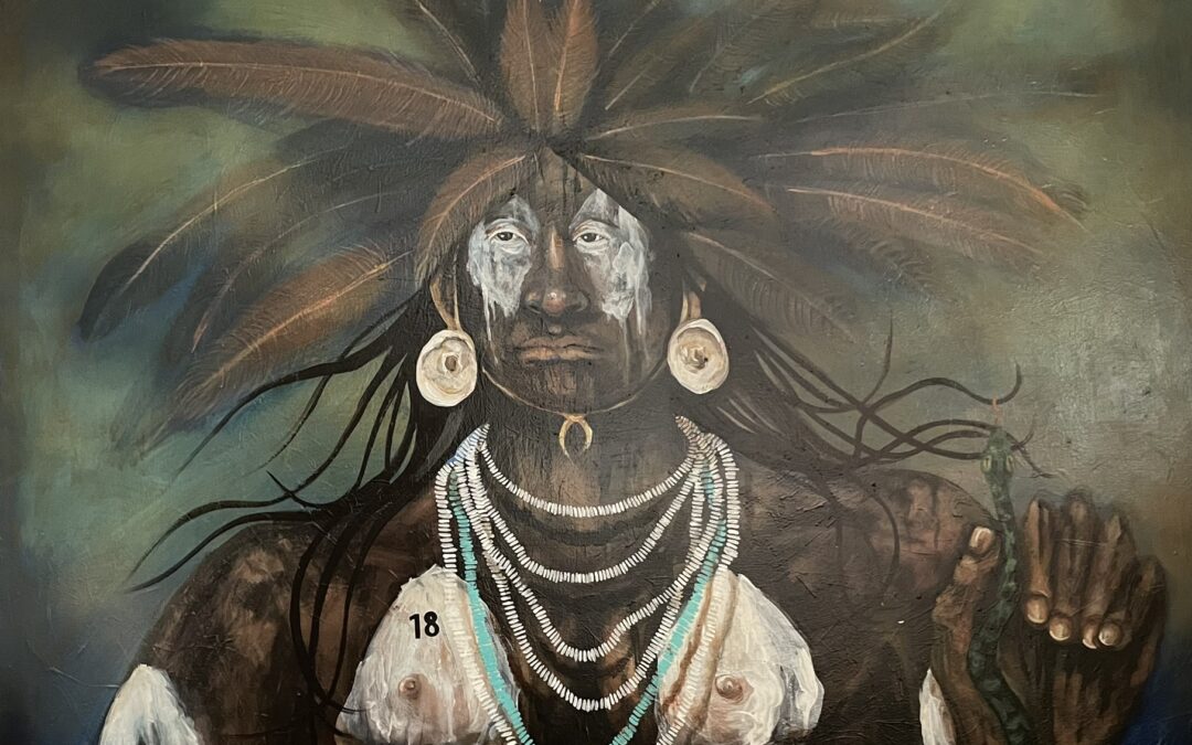 18-Mary Hudgins original, Native American acrylic painting 48″ x 48″ – signed