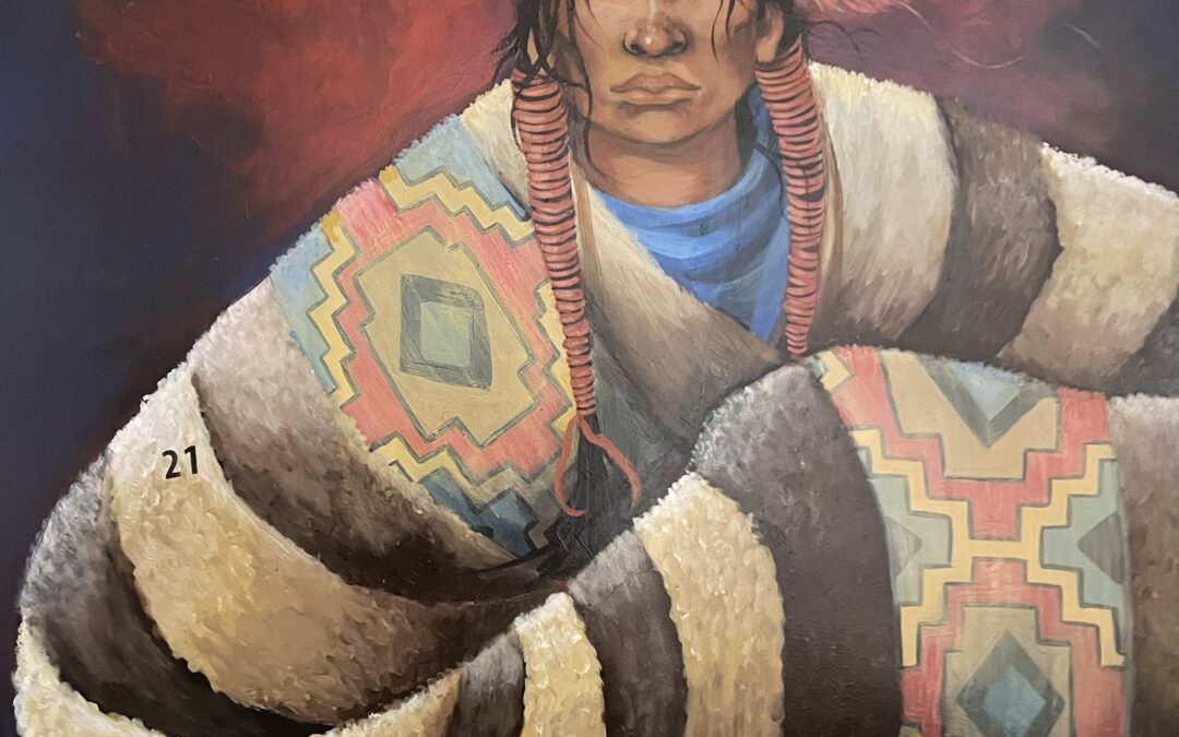 21-Mary Hudgins original, Native American acrylic painting 48″ x 48″ – signed