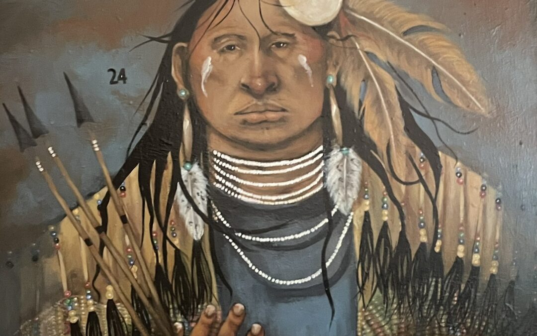 24-Mary Hudgins original, Native American acrylic painting 36″ x 48″ – signed