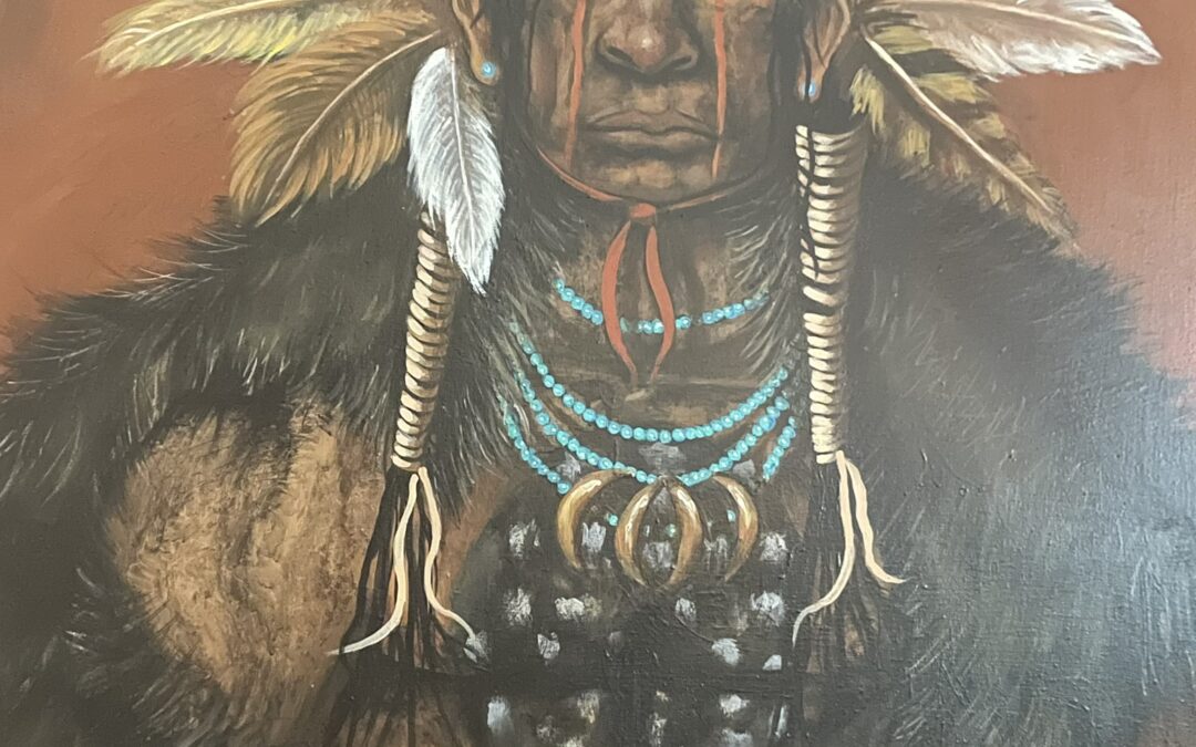 25-Mary Hudgins original, Native American acrylic painting 36″ x 48″ – signed