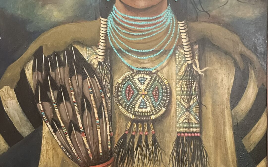 33-Mary Hudgins original, Native American acrylic painting 36″ x 48″ – signed