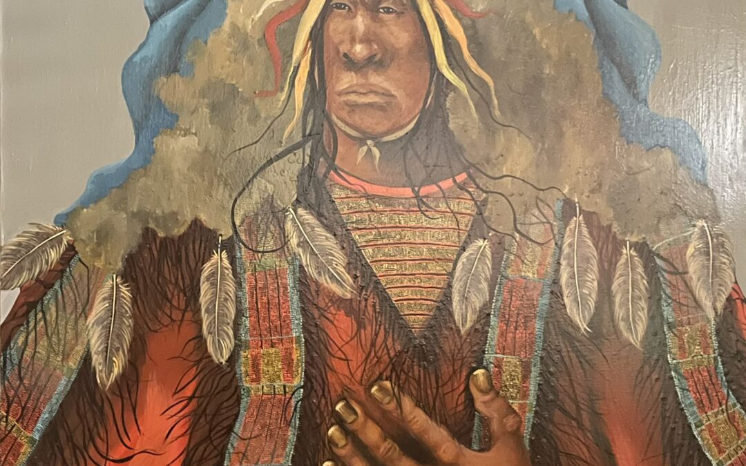 35-Mary Hudgins original, Native American acrylic painting 36″ x 48″ – signed