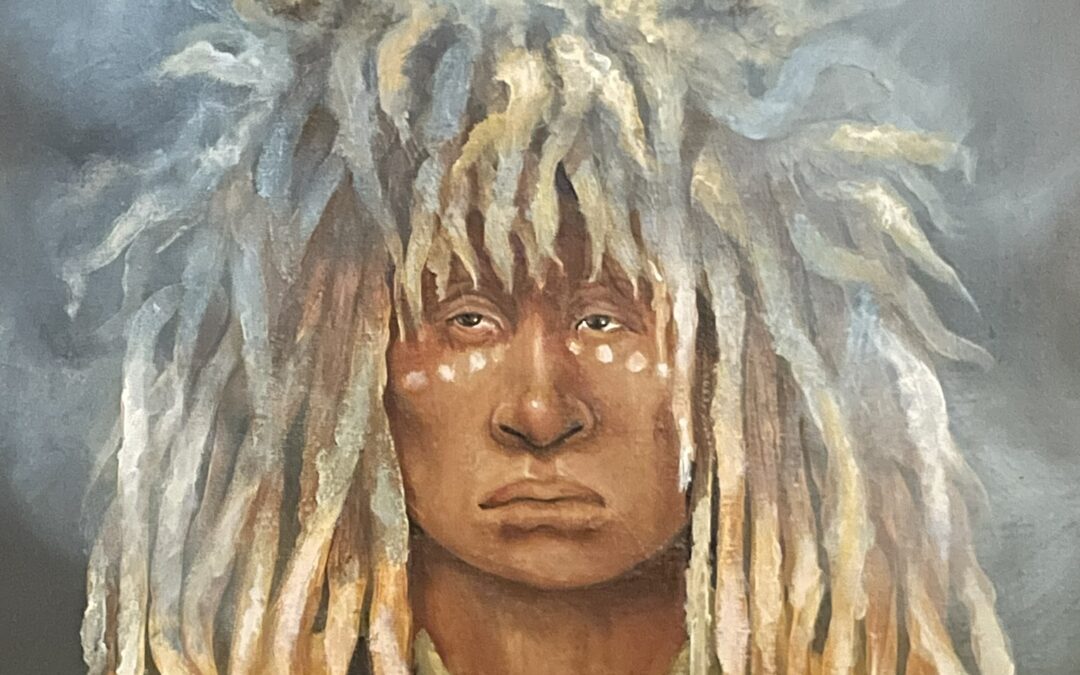 45-Mary Hudgins original, Native American acrylic painting 30″ x 40″ – signed