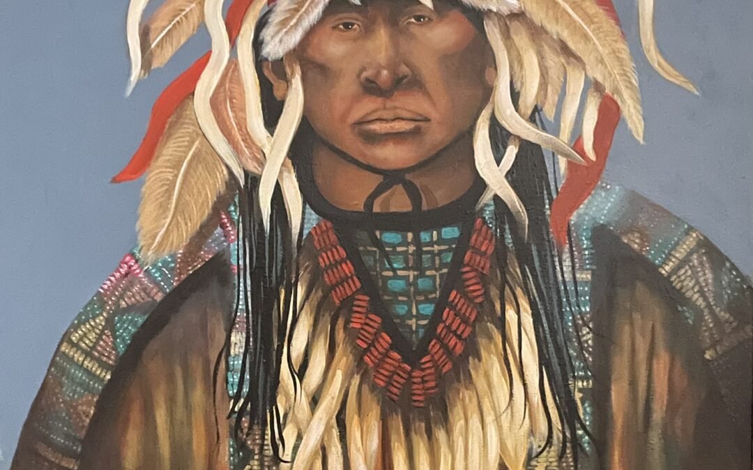 47-Mary Hudgins original, Native American acrylic painting 36″ x 36″ – signed