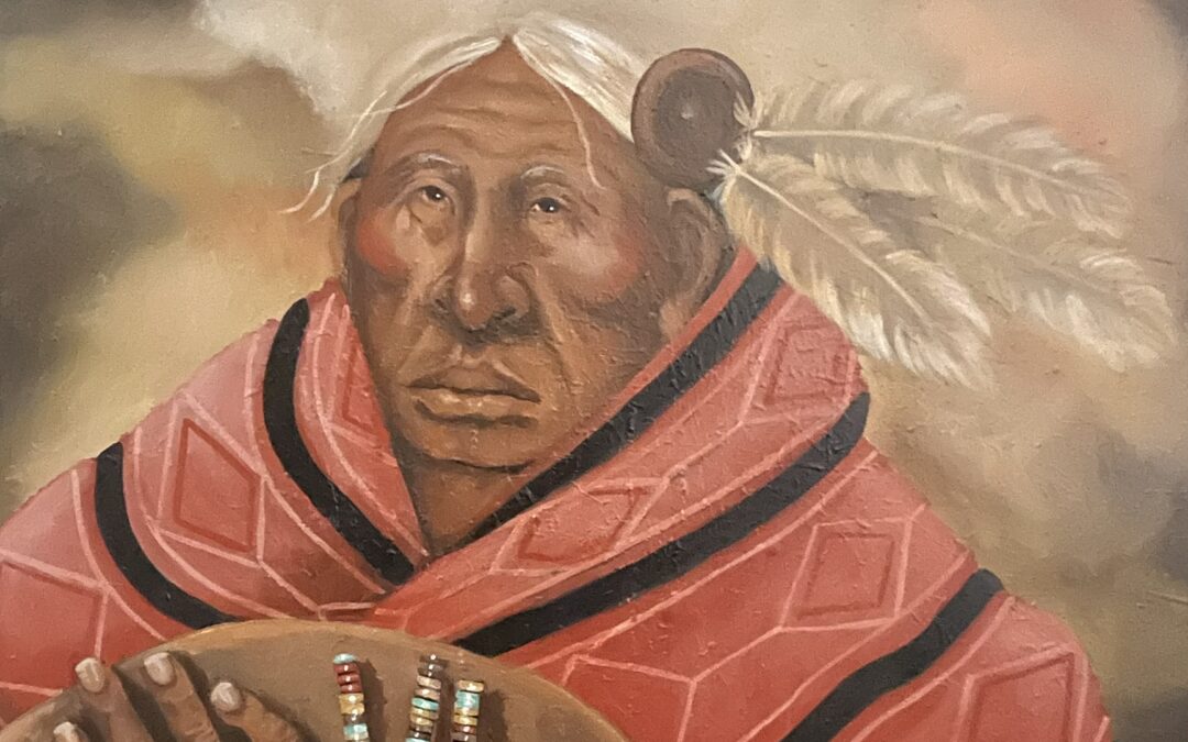 48-Mary Hudgins original, Native American acrylic painting 36″ x 36″ – signed