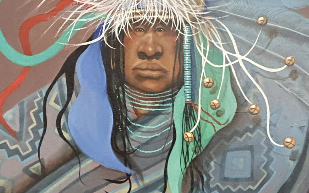 49-Mary Hudgins original, Native American acrylic painting 36″ x 36″ – signed